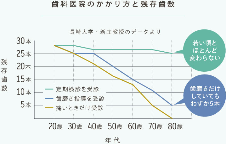 歯科医院のかかり方と残存歯数